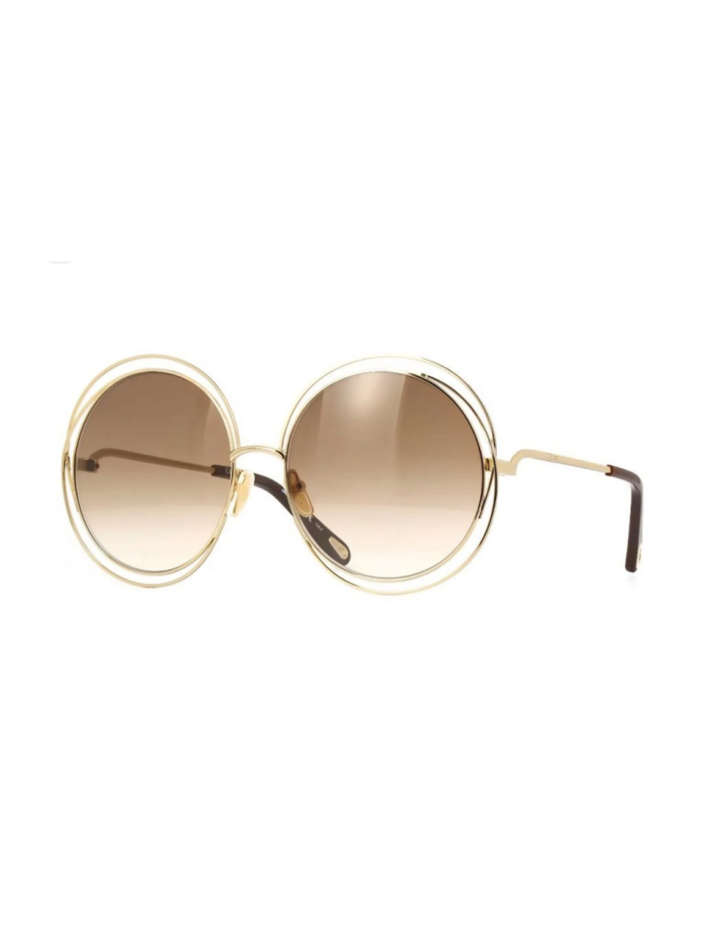 CHLOE NEW Carlina CE114SD Gold Brown Round Oversized Gradient Sunglasses 62 mm